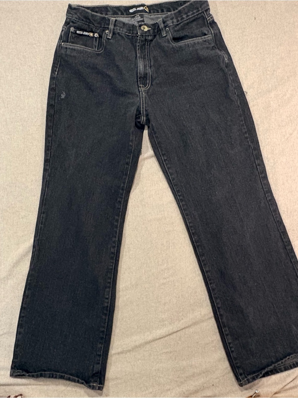 mecca Y2K Men's Black Bootcut Denim Jeans Baggy Streetwear